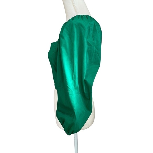 Buru Women’s Green Sweetheart Neck Smocked Open Back Smocked Top NWT $118 - Picture 8 of 14